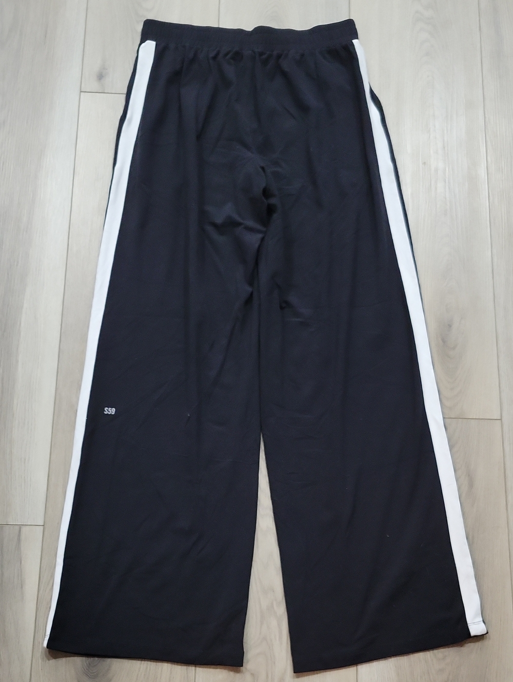Splits59 Black Wide Leg Track Pants with White Side Stripe